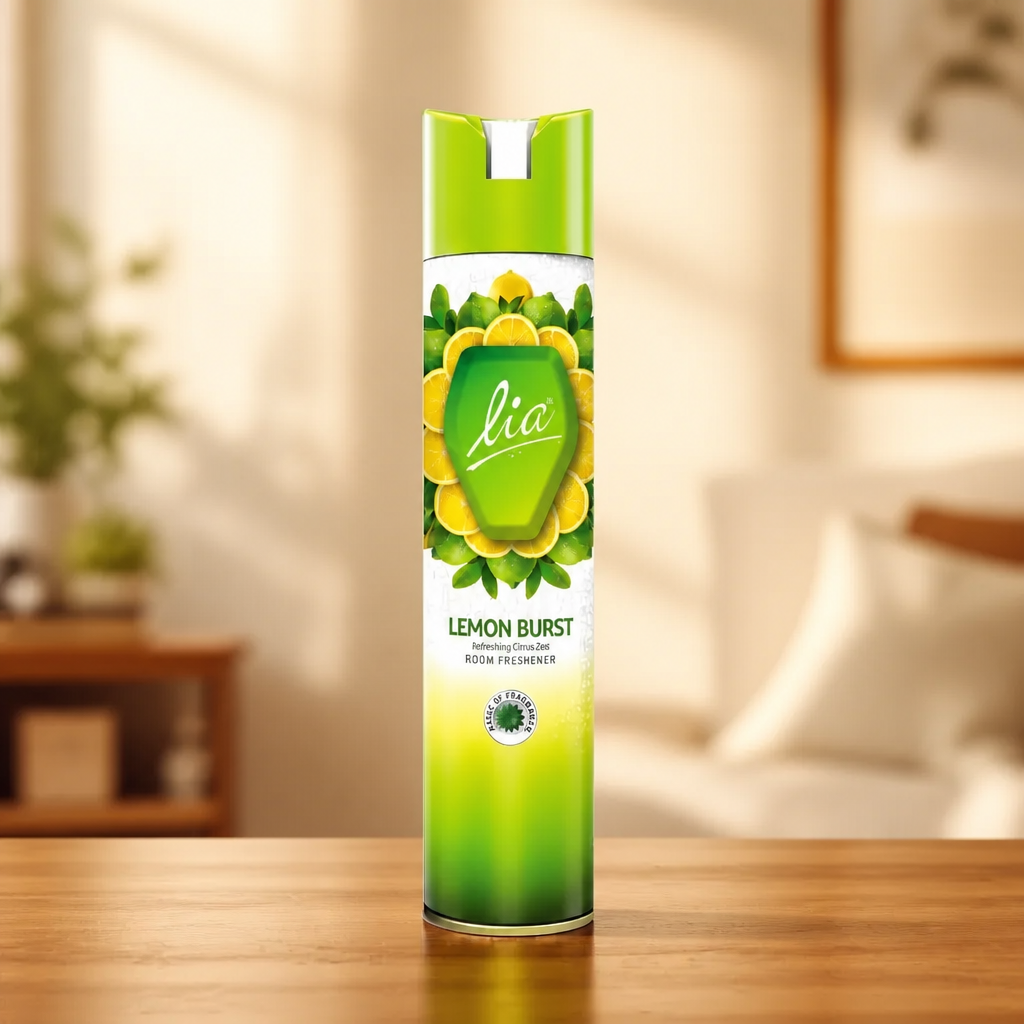 LIA Green 2 litre bottle product photo with warm cream background