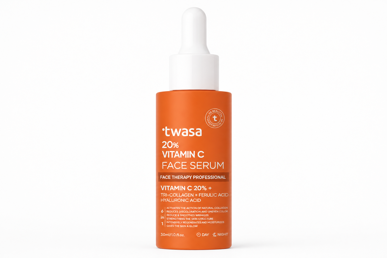Bright Twasa Vitamin C serum bottle with clean modern label and premium minimalist packaging design