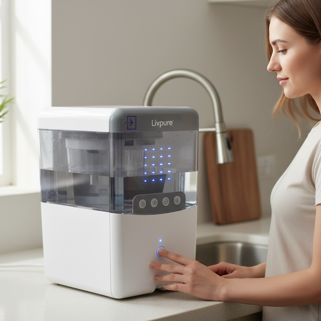 Woman enjoying pure water from LivPure Smart