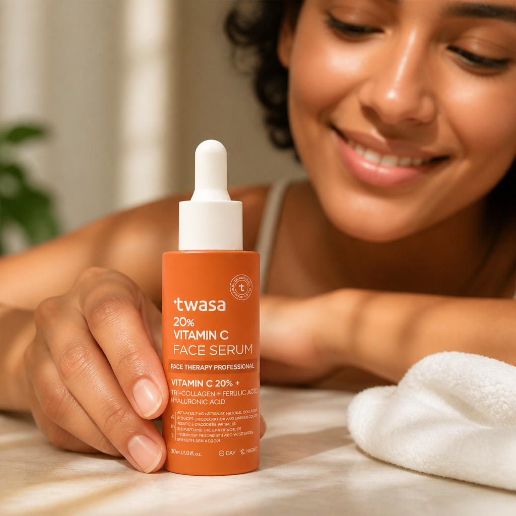 Fresh, glowing, radiant, even-toned skin with natural healthy dewy finish and luminous complexion representing the desired result