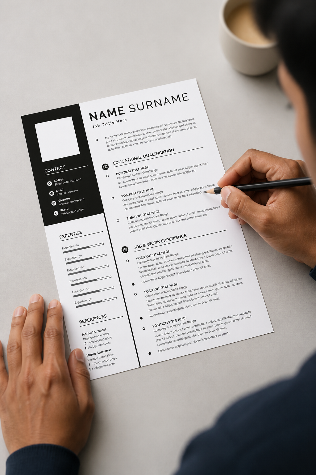 Engineering resume template preview showcasing technical skills and project stack in dark professional monospace layout