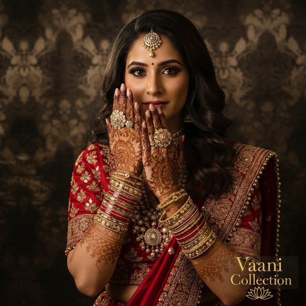 Maroon and gold bridal ensemble - Vaani Collection