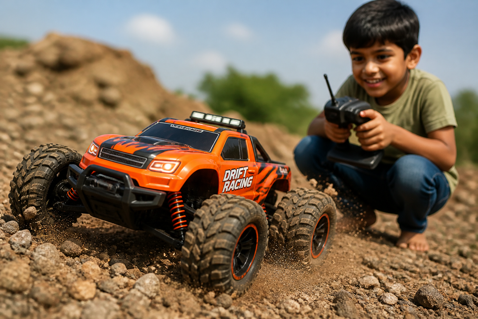 GRAPHENE Growler RC Car in orange monster truck style
