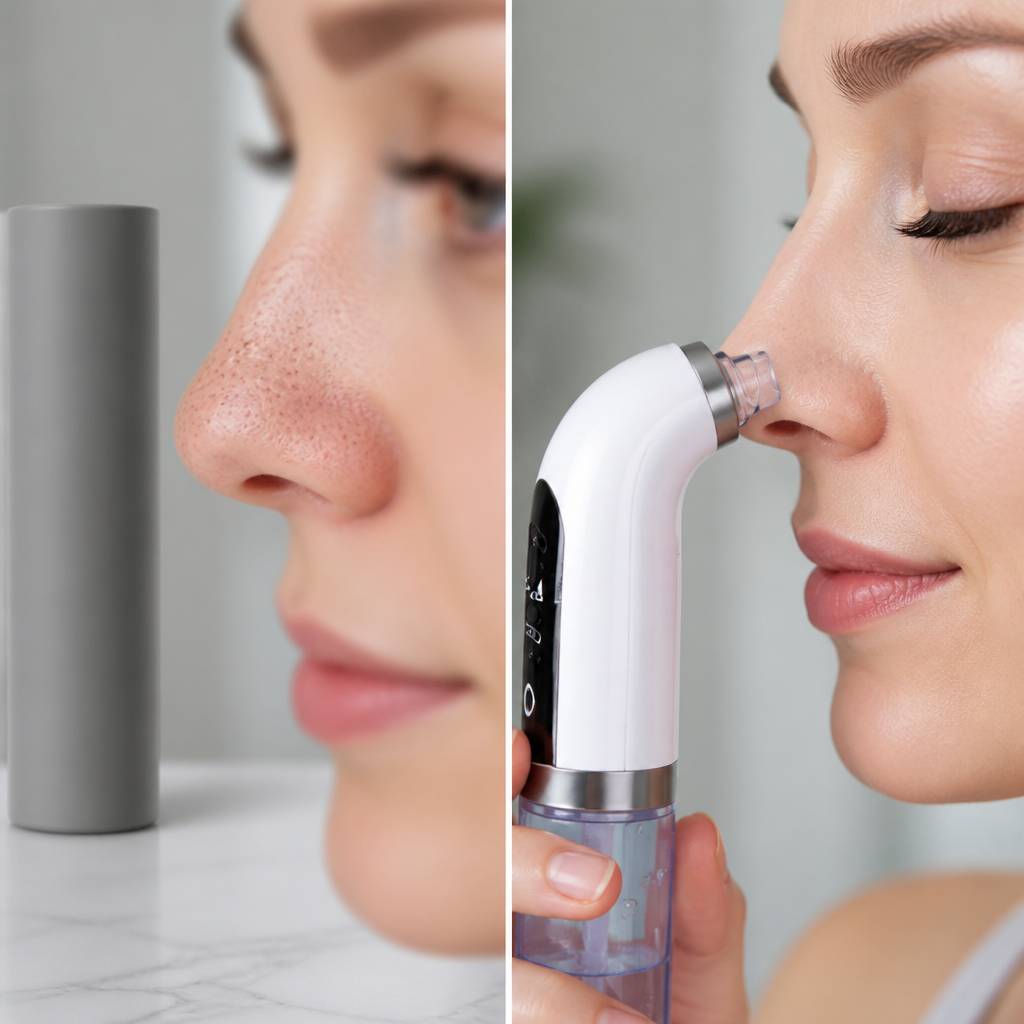 Same nose area after 6 weeks showing completely clear skin with minimized pores and healthy matte finish