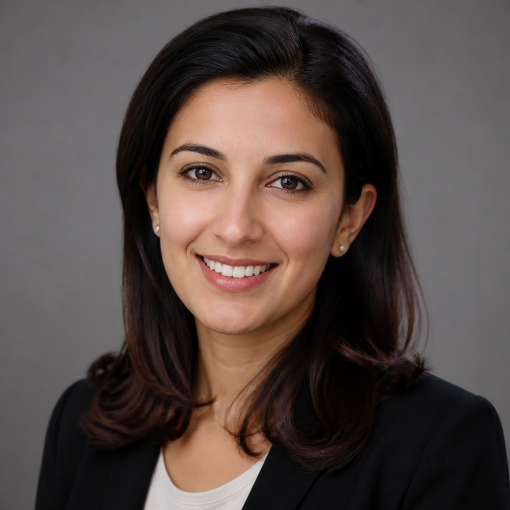 Warm portrait of a smiling South Asian mother wearing a light green dupatta with kind eyes against a softly lit home background