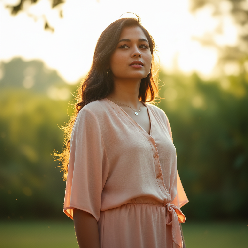 Vaist&eacute; clothing - Woman in elegant attire by the seaside