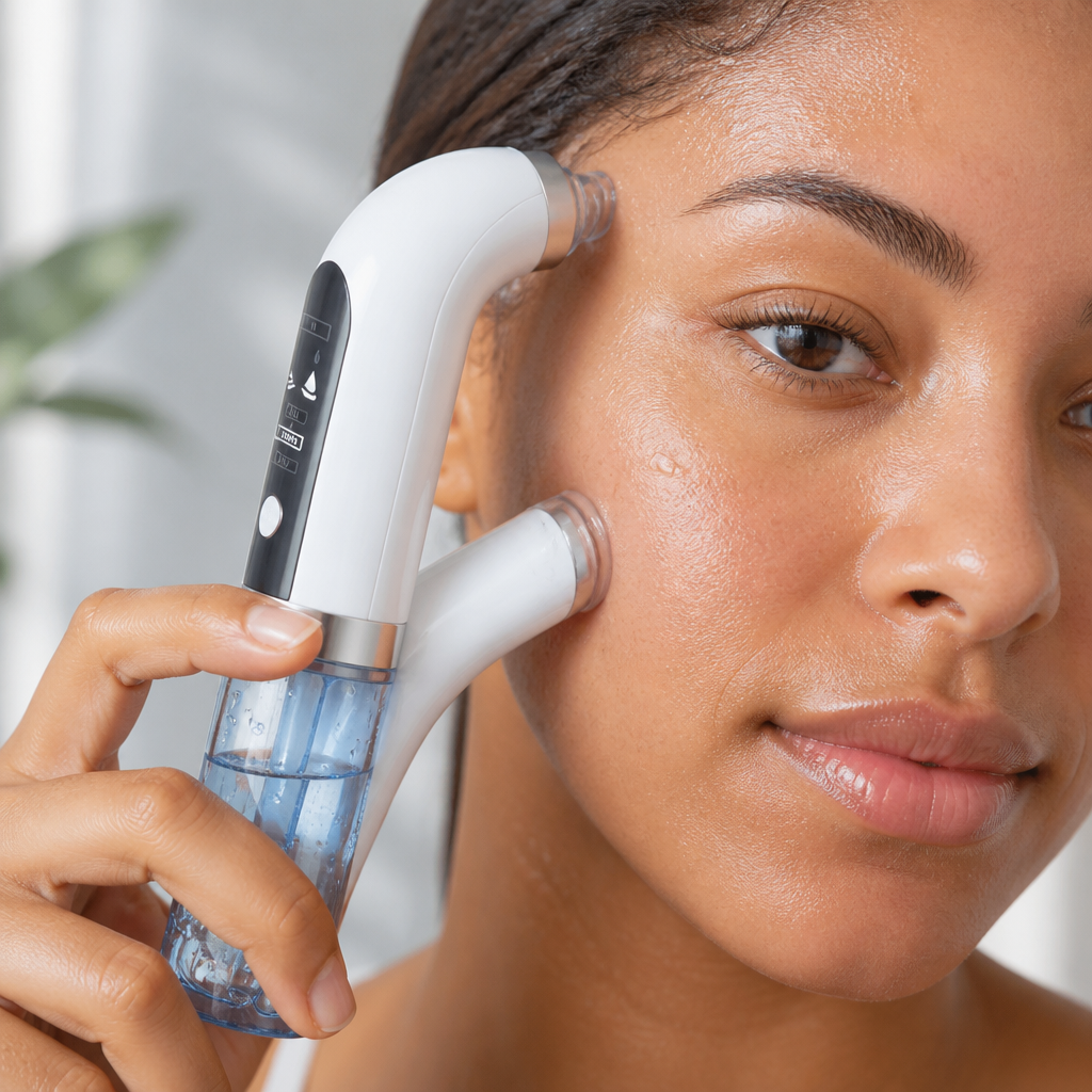 Large circular probe head designed for treating large pores on cheeks and forehead areas