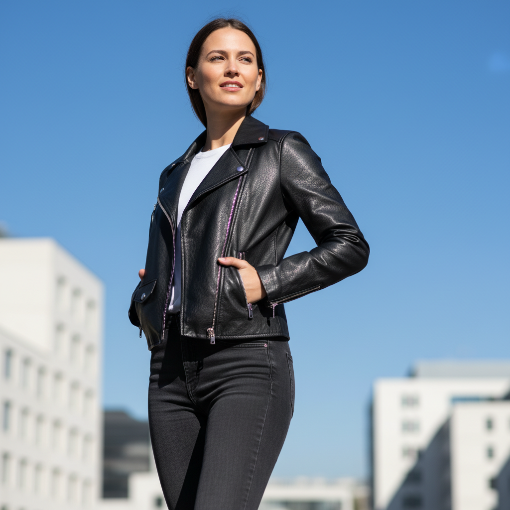 Women's Leather Jacket Full Body
