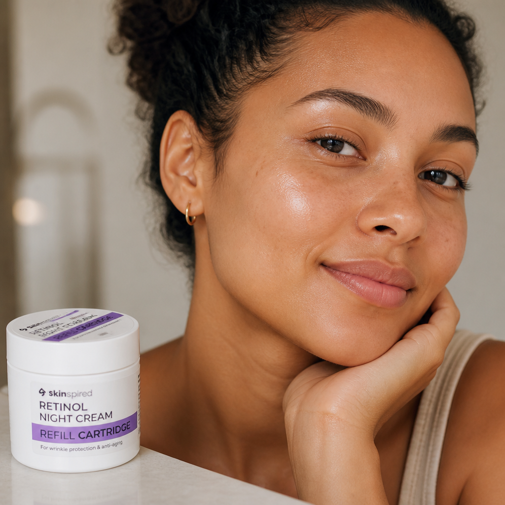 Week 4 close-up of visibly transformed radiant glowing skin showing firmer jawline and even tone