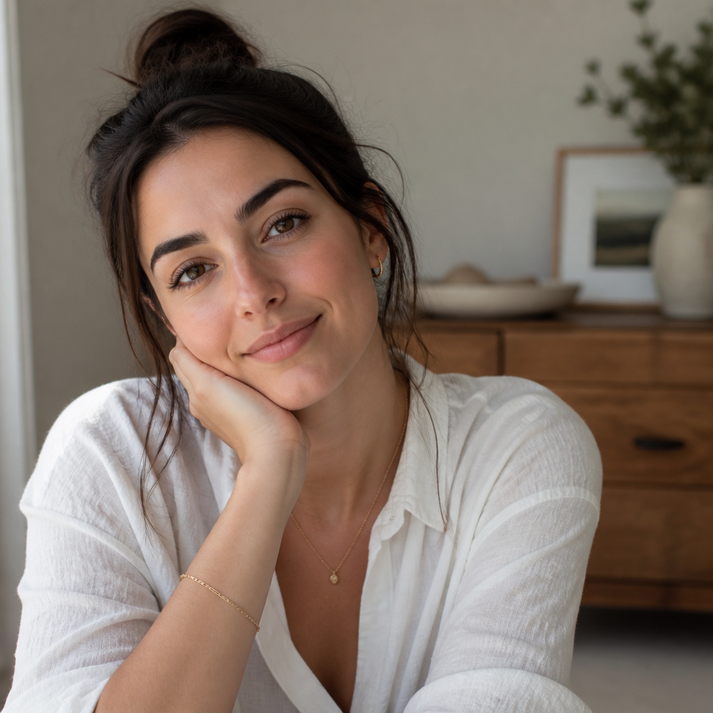 Plain everyday look without statement jewelry - woman with minimal accessories in soft daylight