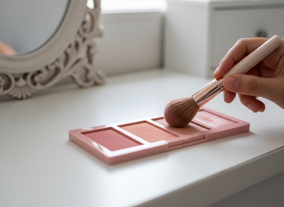 Lakm&eacute; Forever Matte Face Powder &ndash; Soft Pink and Warm Pink shades displayed on a marble surface with rose petals and soft rose-toned lighting