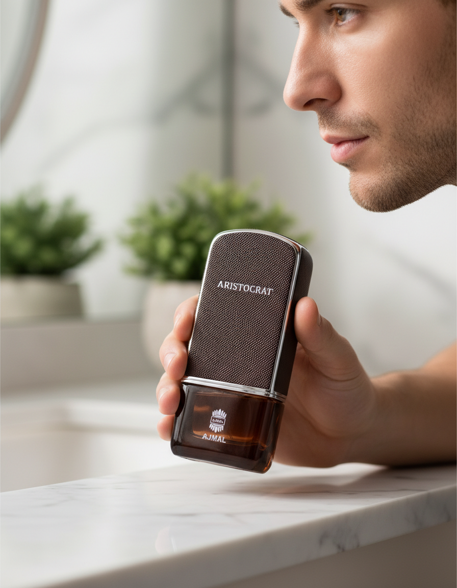 ARISTOCRAT Perfume 75ML bottle in hand