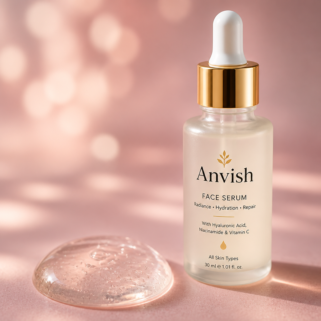 Clear gel droplet of pure hyaluronic acid on soft pastel pink background, glistening texture, editorial skincare ingredient photography, soft dreamy bokeh