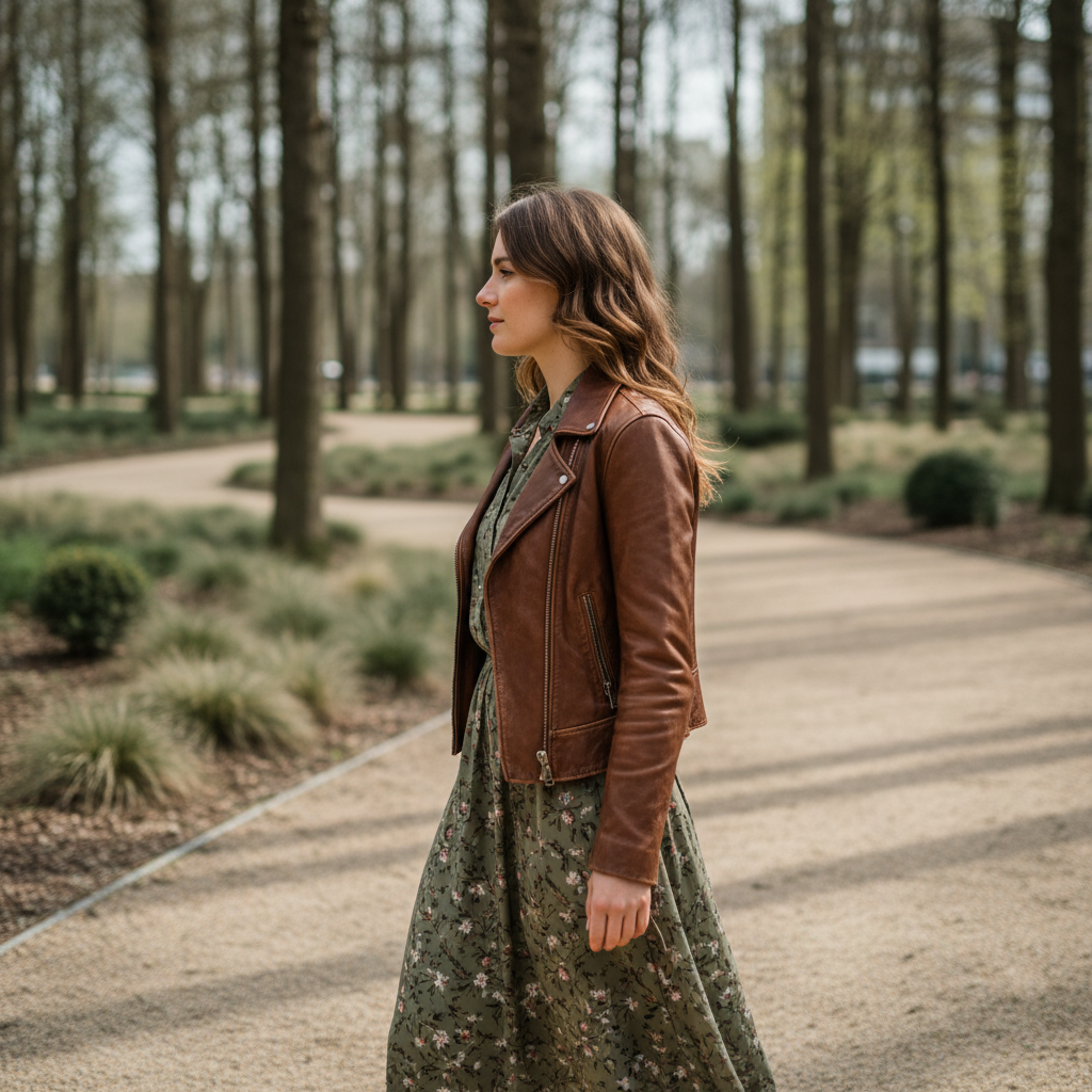 Women's Leather Jacket on Model