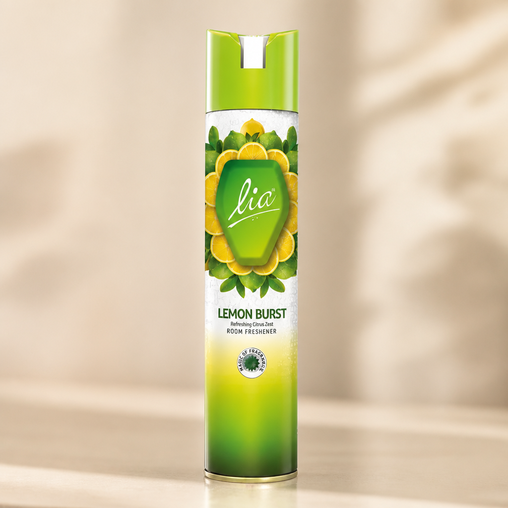 LIA Green variant bottle photographed on cream background with soft natural light, showing 1 litre size