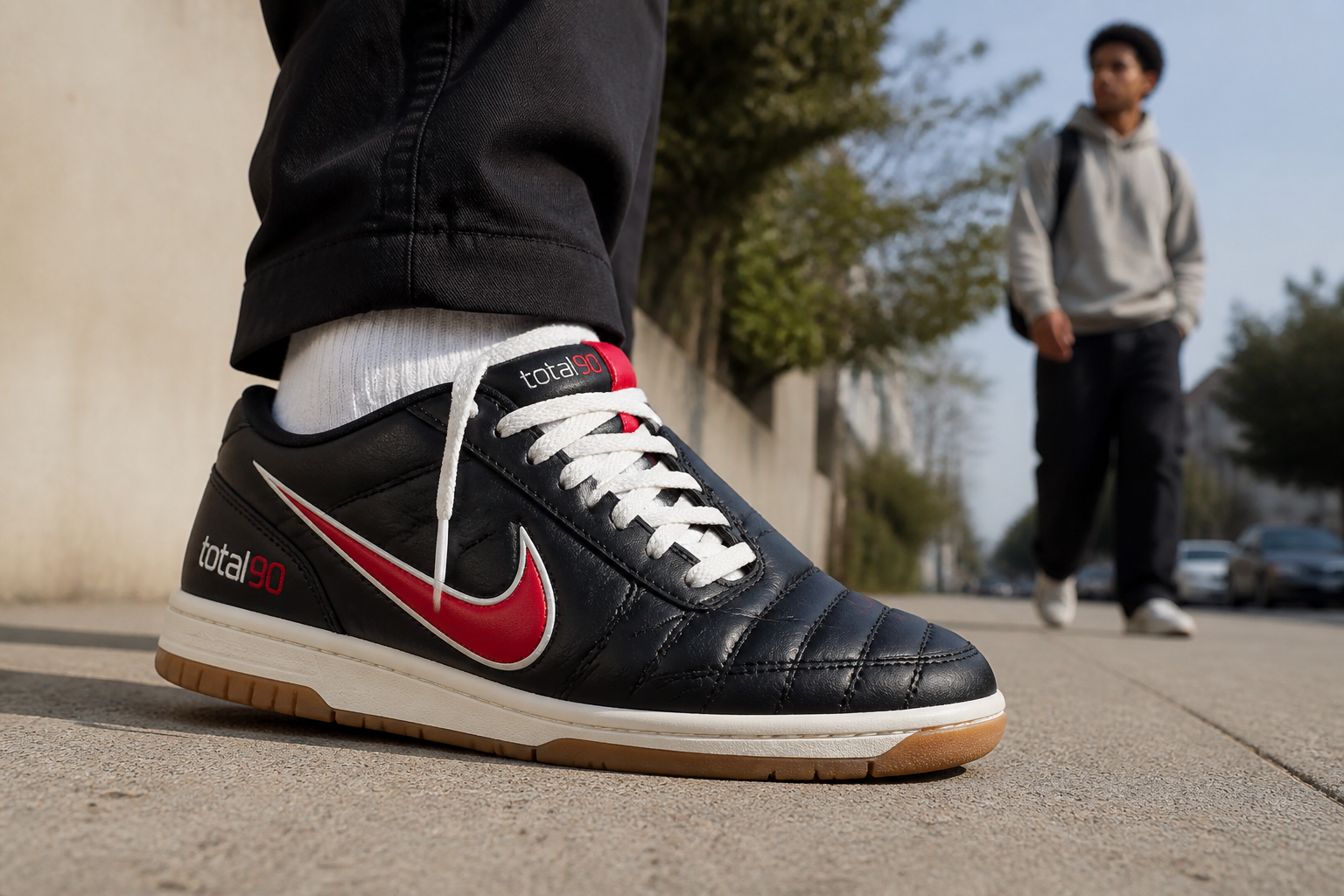 Bold Nike Total 90 Premium sneakers in striking heritage colors with iconic quilted texture and asymmetrical lacing that stands out from the crowd