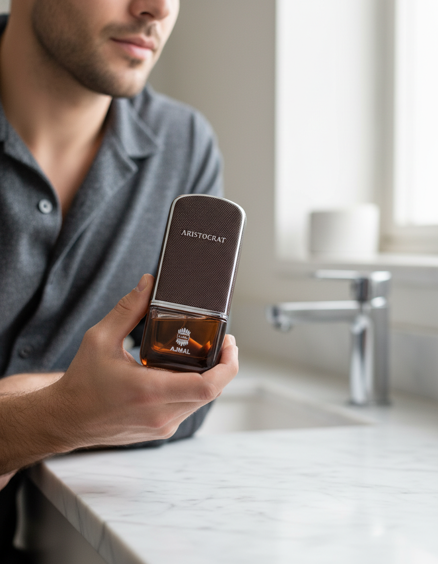 ARISTOCRAT Perfume bottle displaying fragrance notes