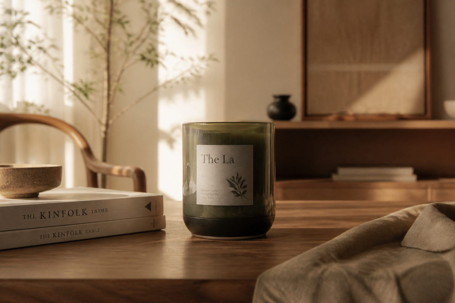 The La'Maze 5L pressure cooker glowing softly on a clean white kitchen counter under warm amber spotlight, ready-to-buy button glowing beside it