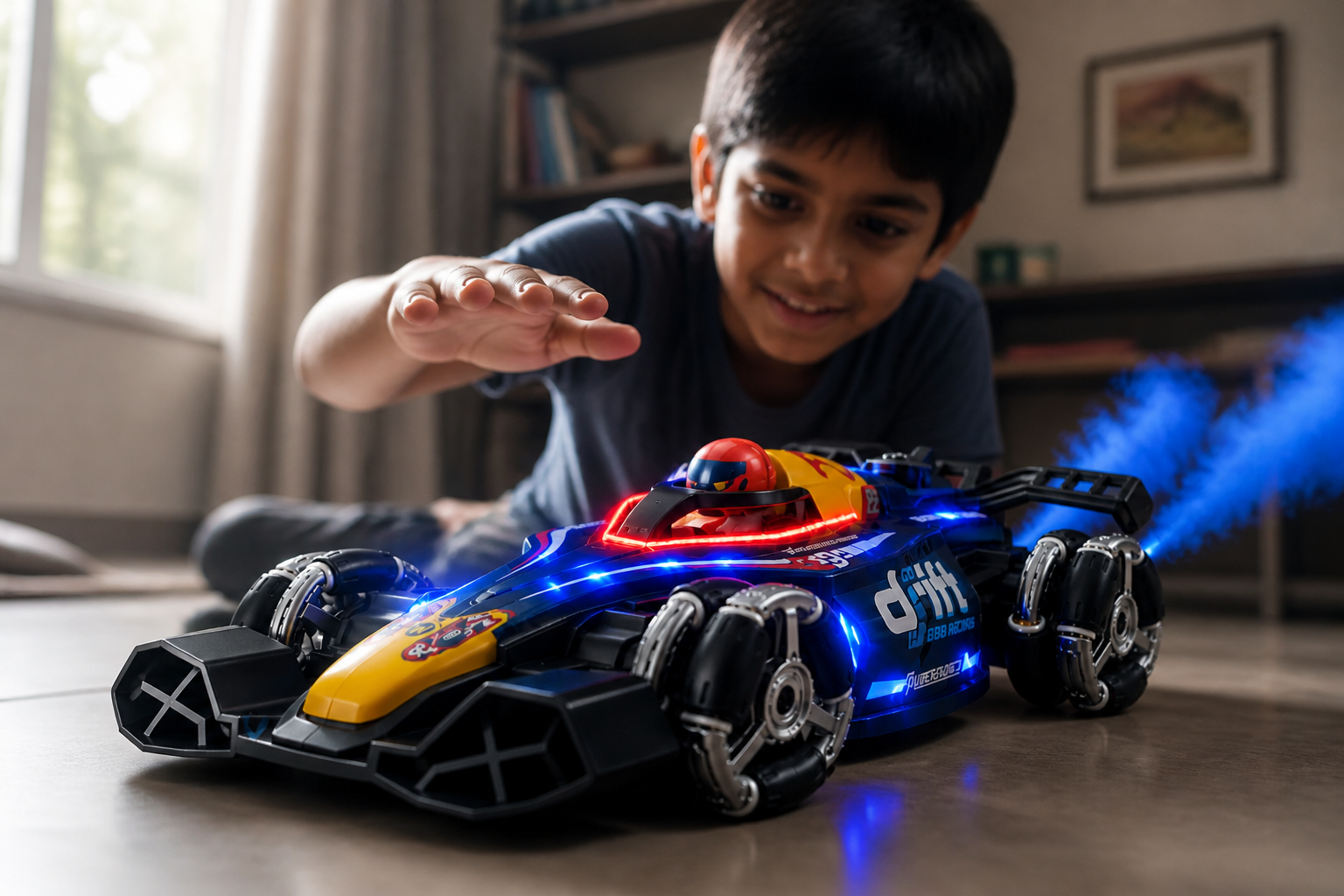 GRAPHENE Double Spray Drift Car in blue with twin smoke exhausts