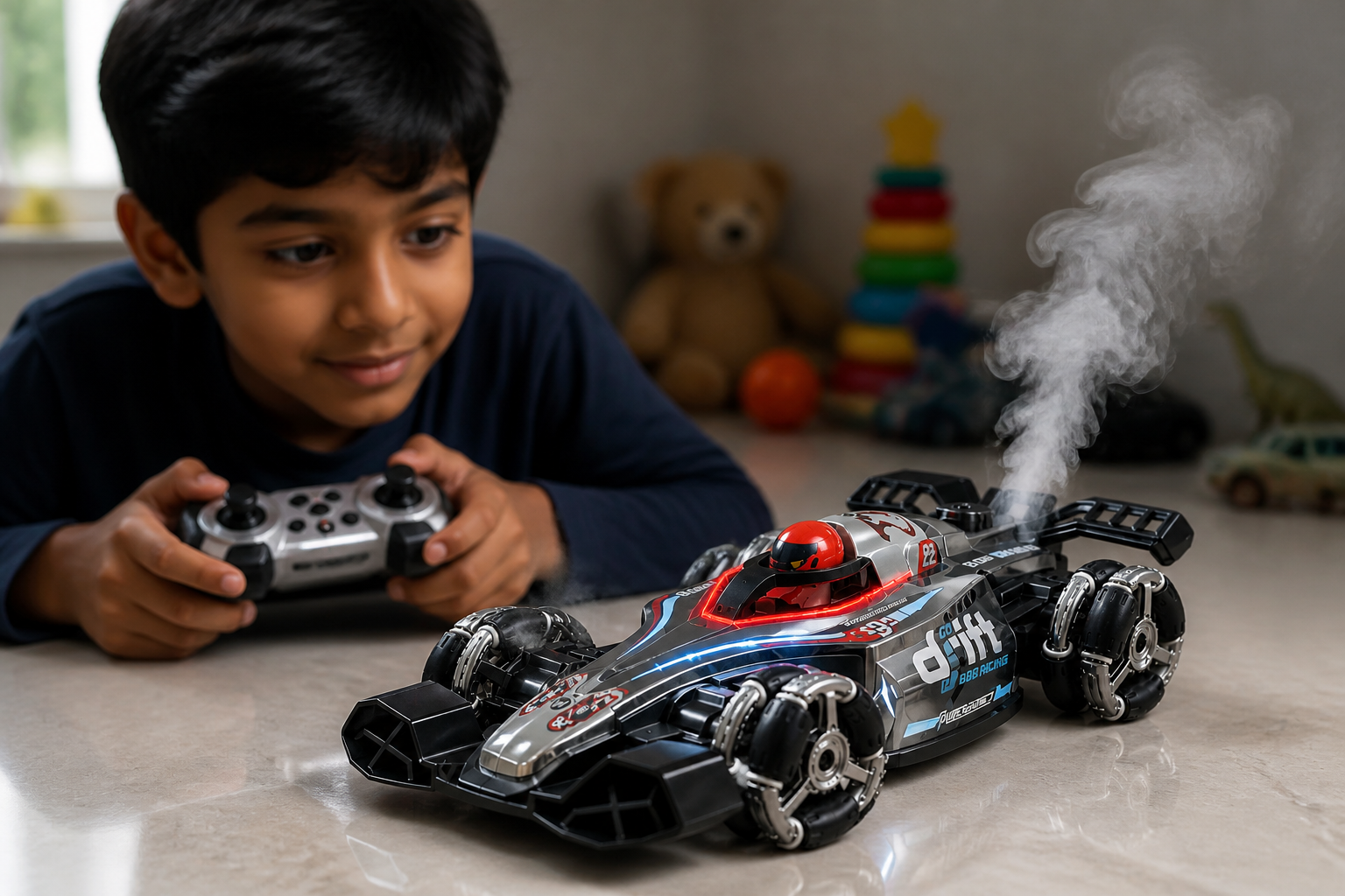 GRAPHENE Sensor Car with Smoke in silver chrome