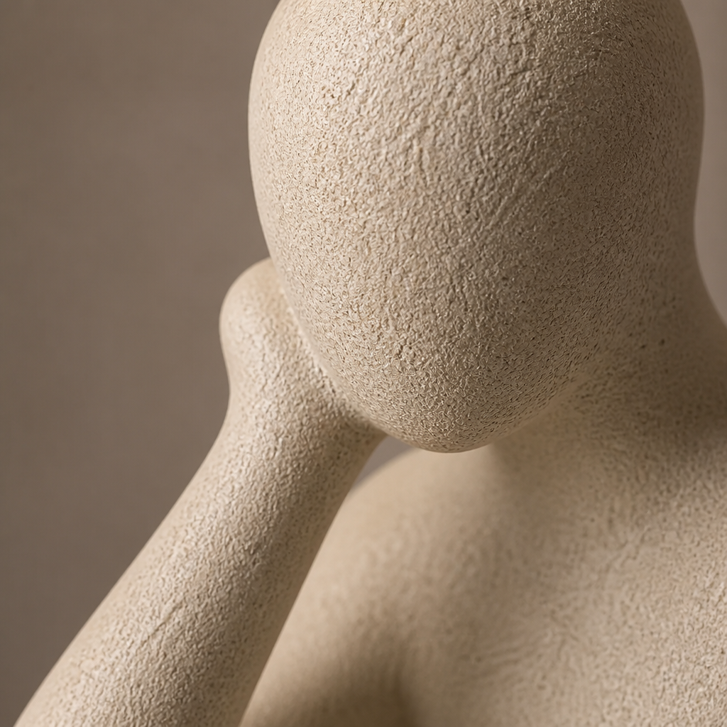 Macro detail shot of the Abstract Thought Thinker Accent Resin surface highlighting the rich tactile texture and depth of the resin material
