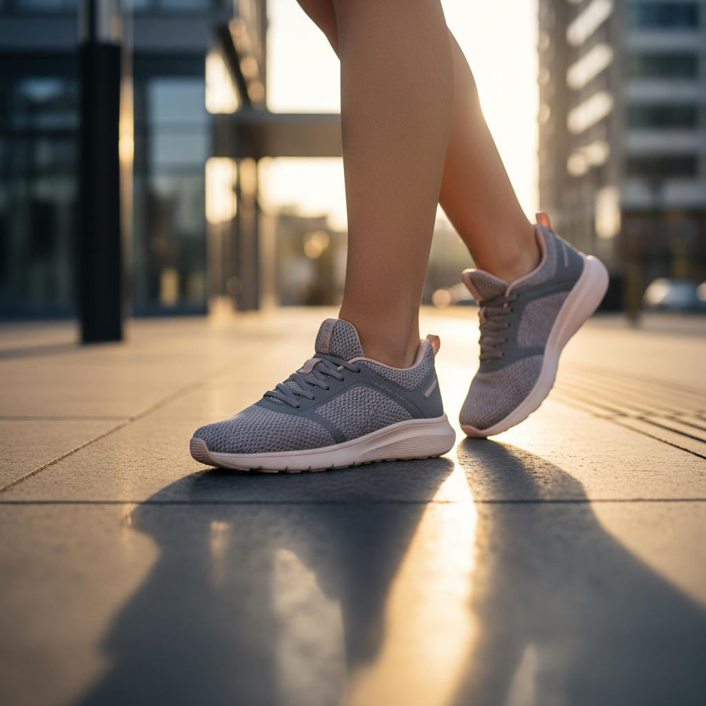 Women walking in comfortable athletic shoes on city streets